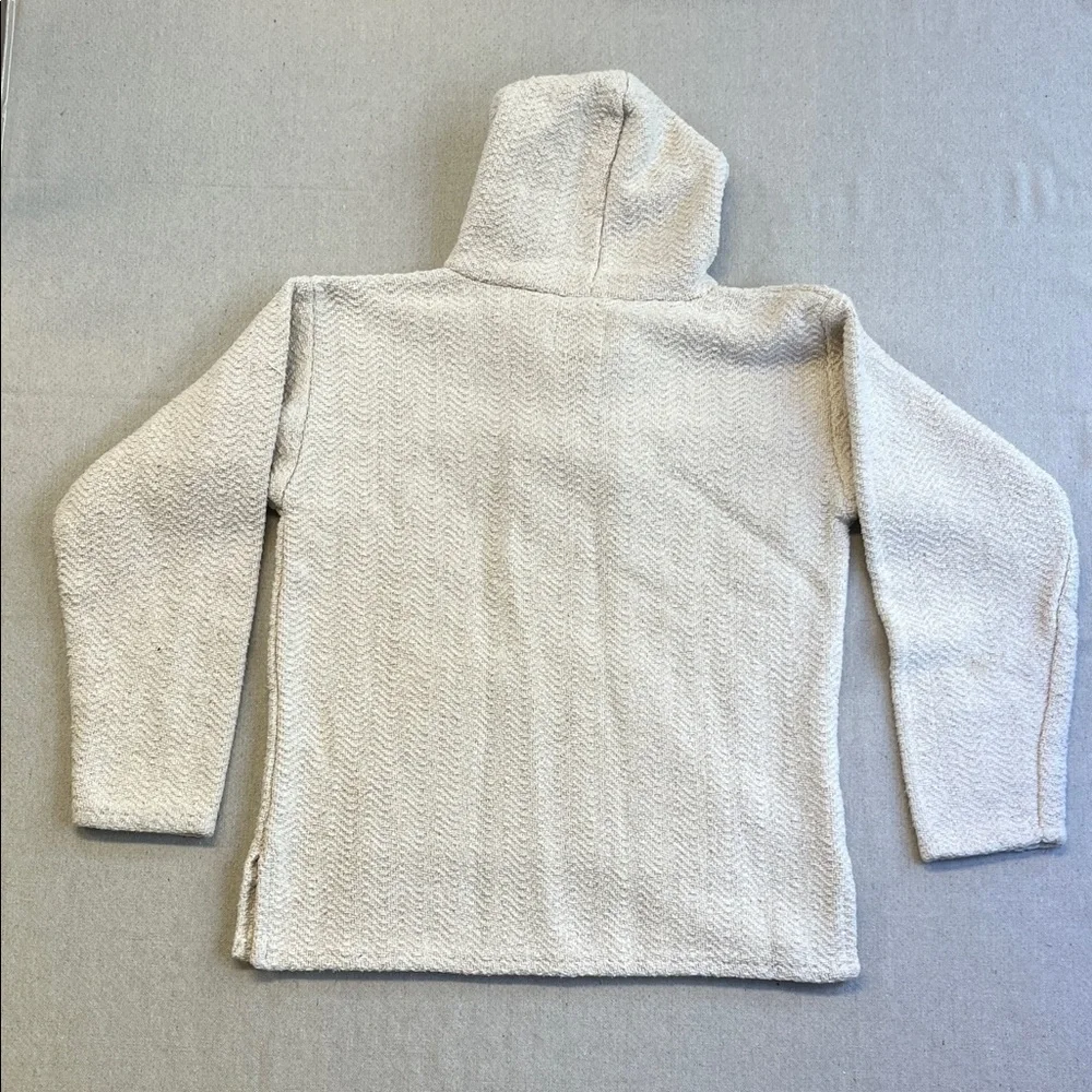 Earth Ragz Baja Hoodie Cream Pullover Sweater Textured Cotton Boho